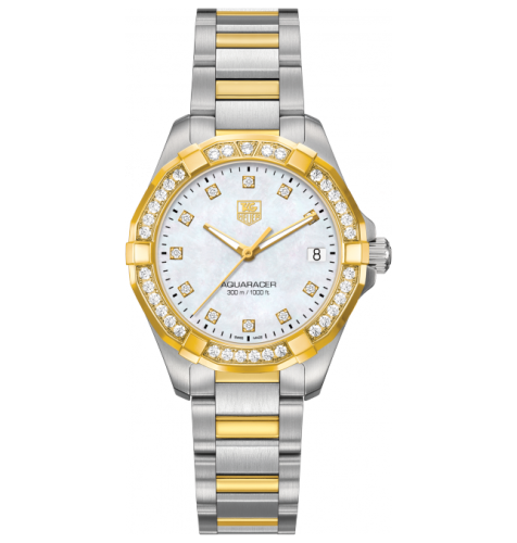 TAG Heuer Aquaracer 300M Quartz 32 Stainless Steel / Yellow Gold / Diamond / MOP - Diamond / Bracelet